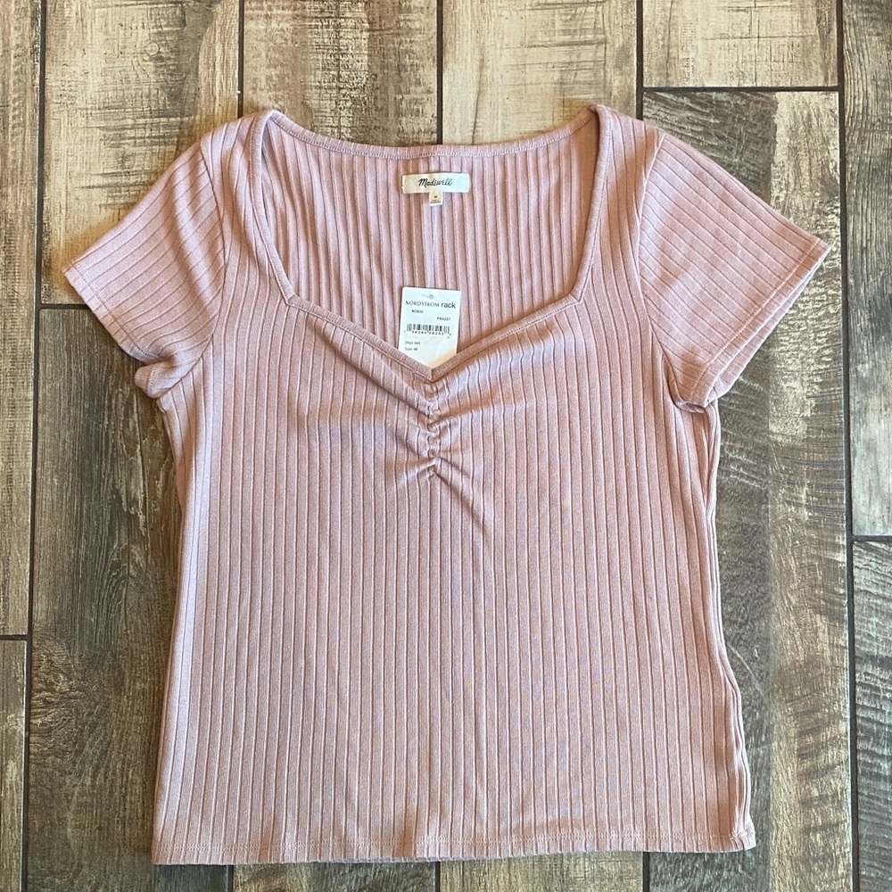 Madewell Ribbed Pink Blouse 🆕 - Picture 3 of 10